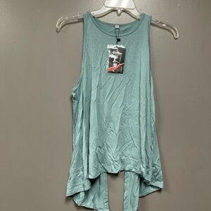Bestisun Workout Tank Top with Open Back Dusty Light Blue Medium